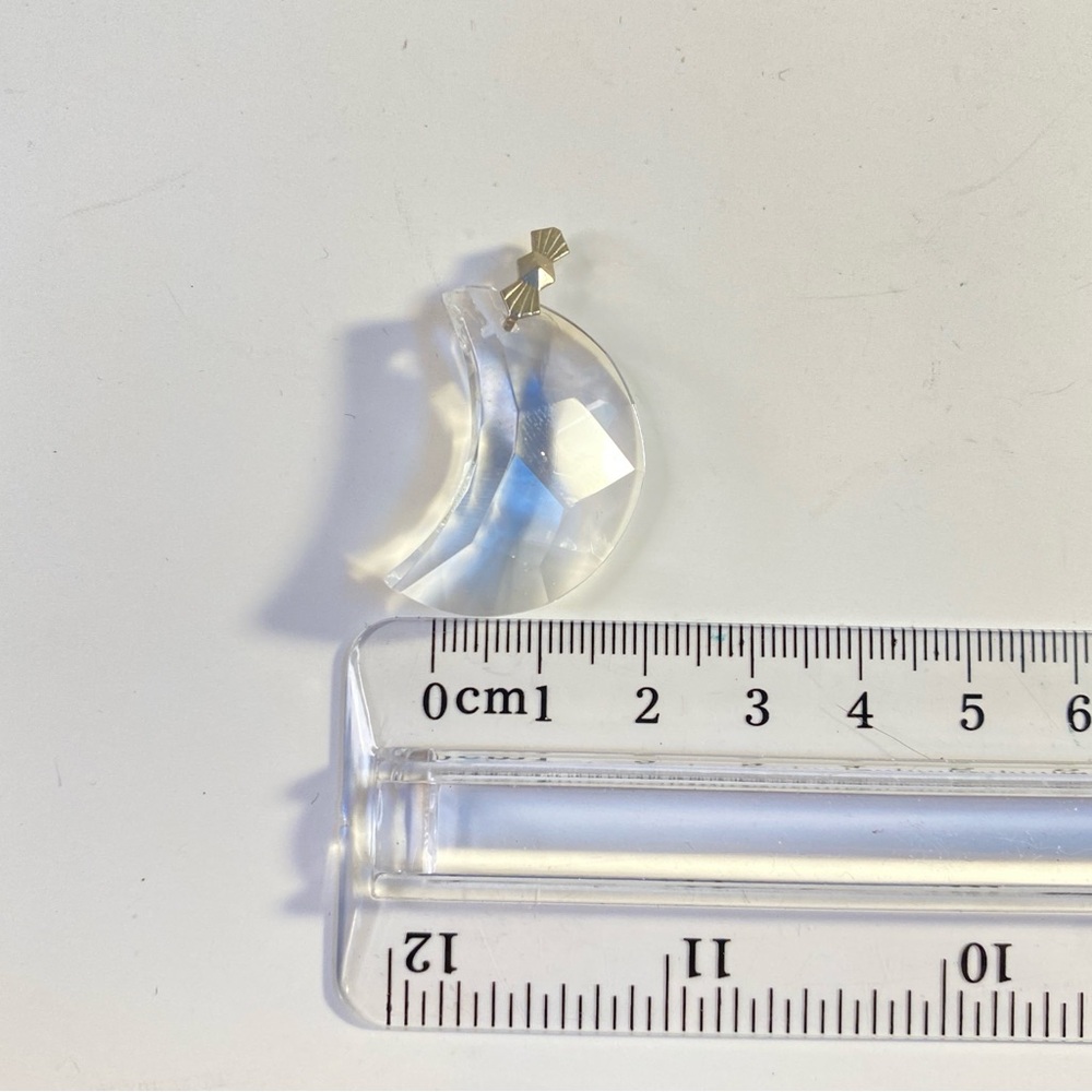 Vintage Glass Crystal Half-Moon Suncatcher With Silver-Tone Cap - Picture 4 of 7